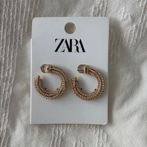 Zara Gold Rhinestone Hoop Earrings
